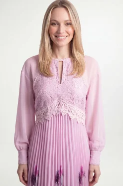 Wallis Robe Midi Plissée À Insert En Dentelle Florale Petite<Femme Robes Mi-Longues|Satin Et Dentelle
