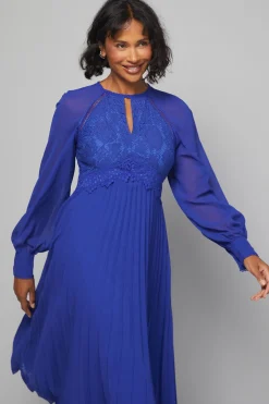 Wallis Robe Midi Plissée à Insertion Dentelle de Cérémonie<Femme Toutes Les Robes|Robes Mi-Longues