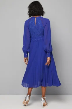 Wallis Robe Midi Plissée à Insertion Dentelle de Cérémonie<Femme Toutes Les Robes|Robes Mi-Longues