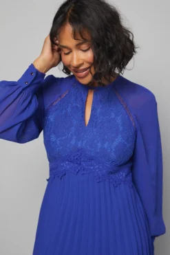 Wallis Robe Midi Plissée à Insertion Dentelle de Cérémonie<Femme Toutes Les Robes|Robes Mi-Longues