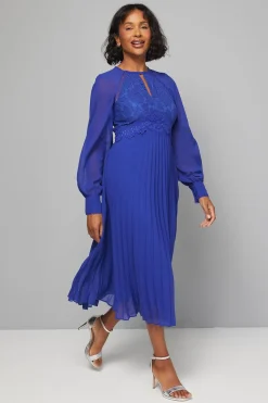 Wallis Robe Midi Plissée à Insertion Dentelle de Cérémonie<Femme Toutes Les Robes|Robes Mi-Longues