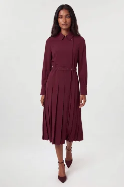 KarenMillen Robe Midi Plissée À Kilt En Crêpe Ajustée<Femme Toutes Les Robes|Robes Mi-Longues