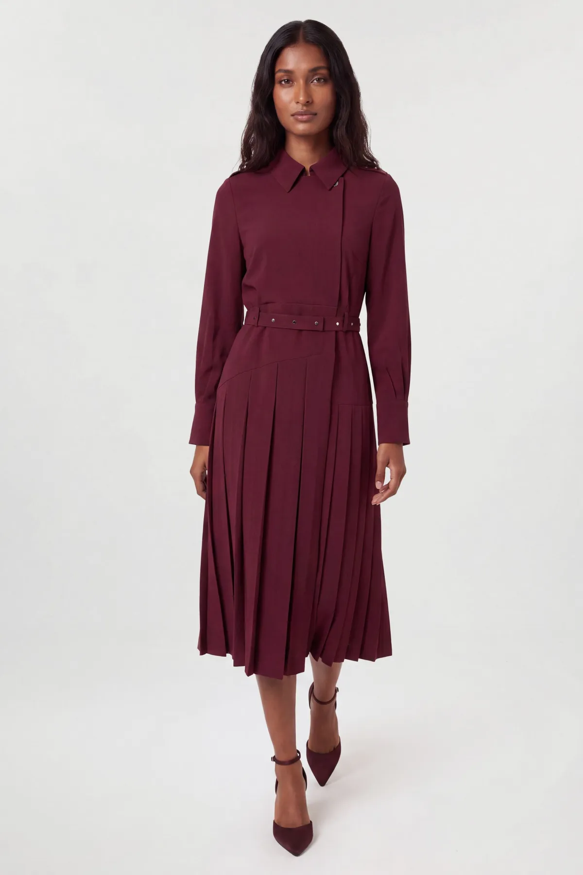 KarenMillen Robe Midi Plissée À Kilt En Crêpe Ajustée<Femme Toutes Les Robes|Robes Mi-Longues