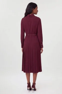 KarenMillen Robe Midi Plissée À Kilt En Crêpe Ajustée<Femme Toutes Les Robes|Robes Mi-Longues