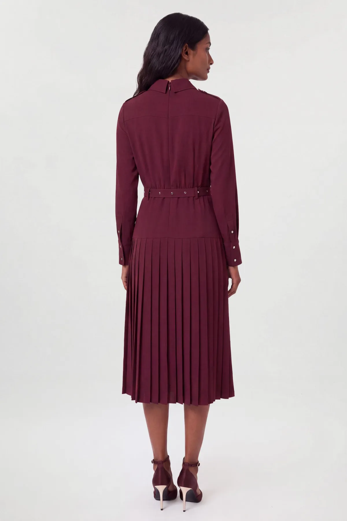KarenMillen Robe Midi Plissée À Kilt En Crêpe Ajustée<Femme Toutes Les Robes|Robes Mi-Longues