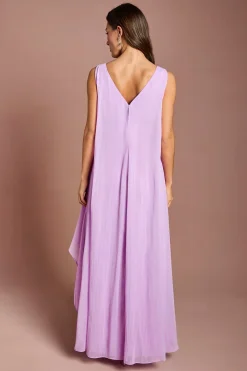 Robe Midi Plissée À Manches Cape