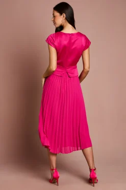 Coast Robe Midi Plissée À Manches Courtes Pour Invitée De Mariage<Femme Robes Mi-Longues|Robes