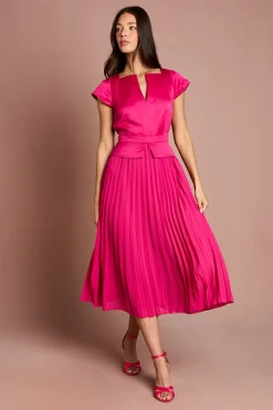 Coast Robe Midi Plissée À Manches Courtes Pour Invitée De Mariage<Femme Robes Mi-Longues|Robes