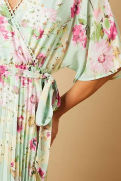 Robe Midi Plissée à Manches Kimono Petite Occasion