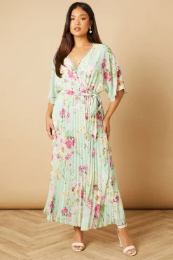 Robe Midi Plissée à Manches Kimono Petite Occasion