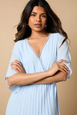 Robe Midi Plissée à Manches Kimono Petite Occasion