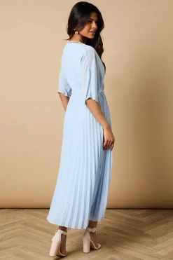 Robe Midi Plissée à Manches Kimono Petite Occasion