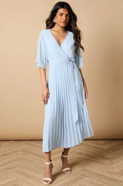 Robe Midi Plissée à Manches Kimono Petite Occasion