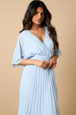 Robe Midi Plissée à Manches Kimono Petite Occasion