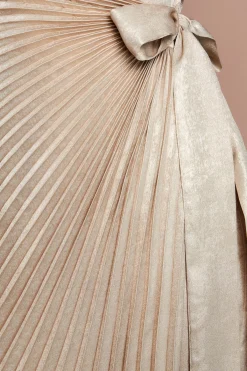 Coast Robe Midi Plissée Métallisée Cache-cœur À Manches Bouffantes Avec Lien<Femme Robes Mi-Longues|Robes À Manches Longues