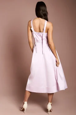 Coast Robe Midi Plissée À Nœuds Satinés Sur Les Épaules<Femme Robes Mi-Longues|Satin Et Dentelle