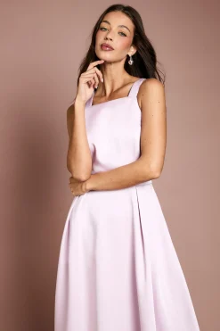 Coast Robe Midi Plissée À Nœuds Satinés Sur Les Épaules<Femme Robes Mi-Longues|Satin Et Dentelle