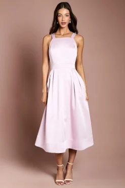 Coast Robe Midi Plissée À Nœuds Satinés Sur Les Épaules<Femme Robes Mi-Longues|Satin Et Dentelle