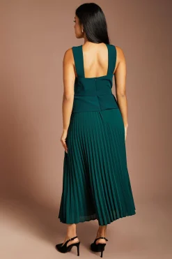 Robe Midi Plissée Petite Taille À Encolure Croisée