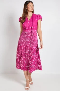 Wallis Robe Midi Plissée À Pois Avec Col À Volants<Femme Toutes Les Robes|Robes Mi-Longues