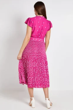 Wallis Robe Midi Plissée À Pois Avec Col À Volants<Femme Toutes Les Robes|Robes Mi-Longues