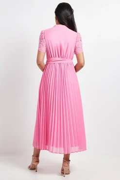 Wallis Robe Midi Plissée Sans Col en Dentelle Petite Taille<Femme Toutes Les Robes|Robes Mi-Longues