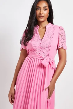 Wallis Robe Midi Plissée Sans Col en Dentelle Petite Taille<Femme Toutes Les Robes|Robes Mi-Longues