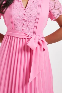 Wallis Robe Midi Plissée Sans Col en Dentelle Petite Taille<Femme Toutes Les Robes|Robes Mi-Longues