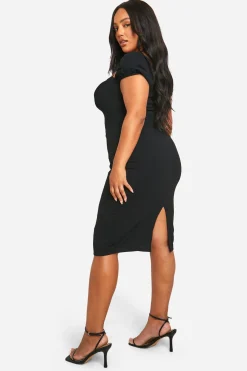 Robe Midi Plus à Manches Bouffantes