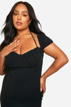 Robe Midi Plus à Manches Bouffantes