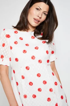 Robe Midi À Pois Avec Ourlet Plissé