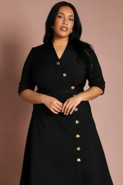Coast Robe Midi Portefeuille Côtelée Avec Boutonnage<Femme Toutes Les Robes|Robes D’Automne