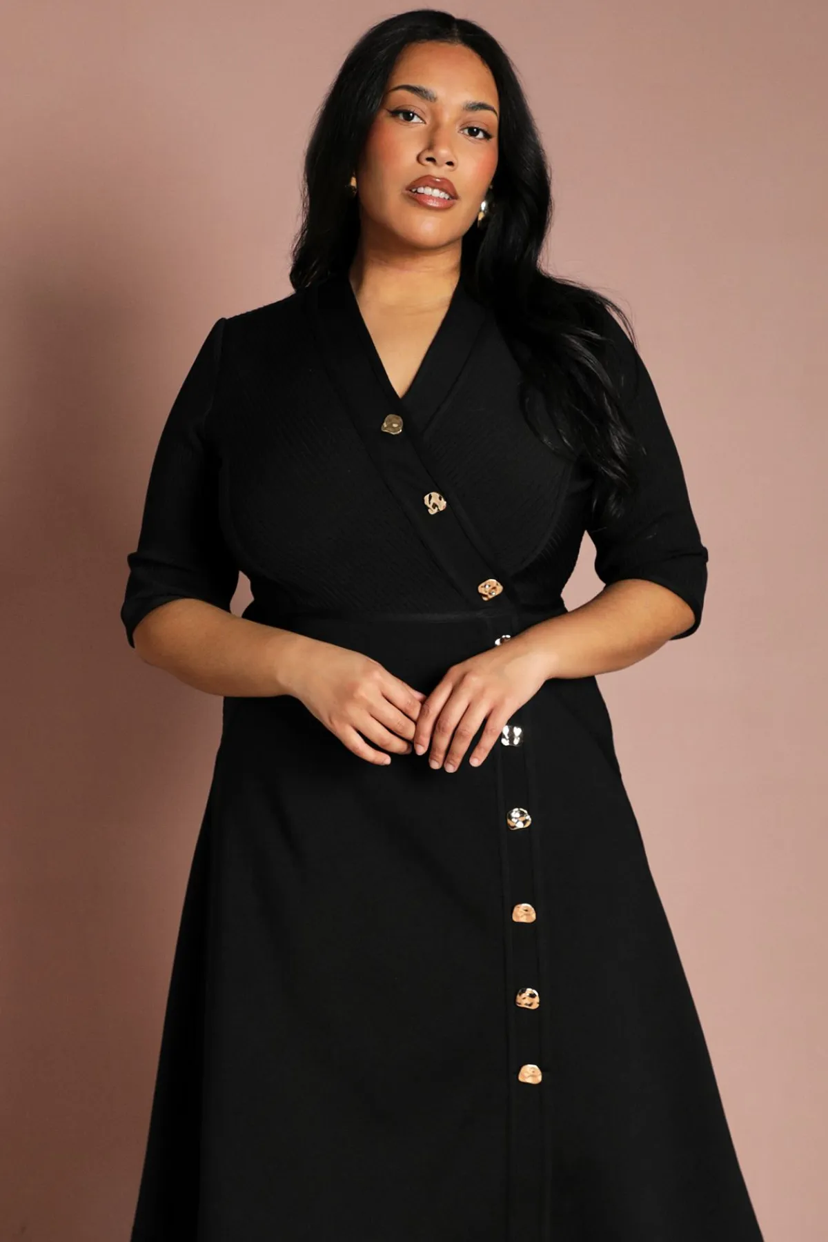 Coast Robe Midi Portefeuille Côtelée Avec Boutonnage<Femme Toutes Les Robes|Robes D’Automne