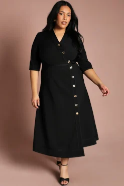 Coast Robe Midi Portefeuille Côtelée Avec Boutonnage<Femme Toutes Les Robes|Robes D’Automne