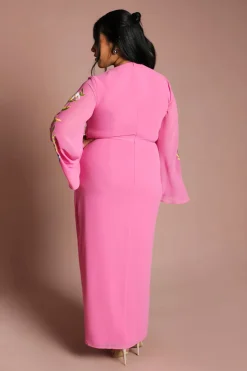 Robe Midi Portefeuille À Encolure En V Brodée Grande Taille