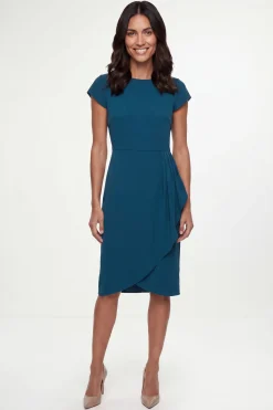 Wallis Robe Midi Portefeuille En Crêpe À Col Drapé<Femme Toutes Les Robes|Robes Mi-Longues
