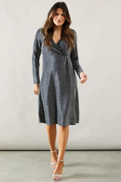 Wallis Robe Midi Portefeuille en Jersey Pailleté pour Occasions Spéciales<Femme Robes Mi-Longues|Robes Moulantes