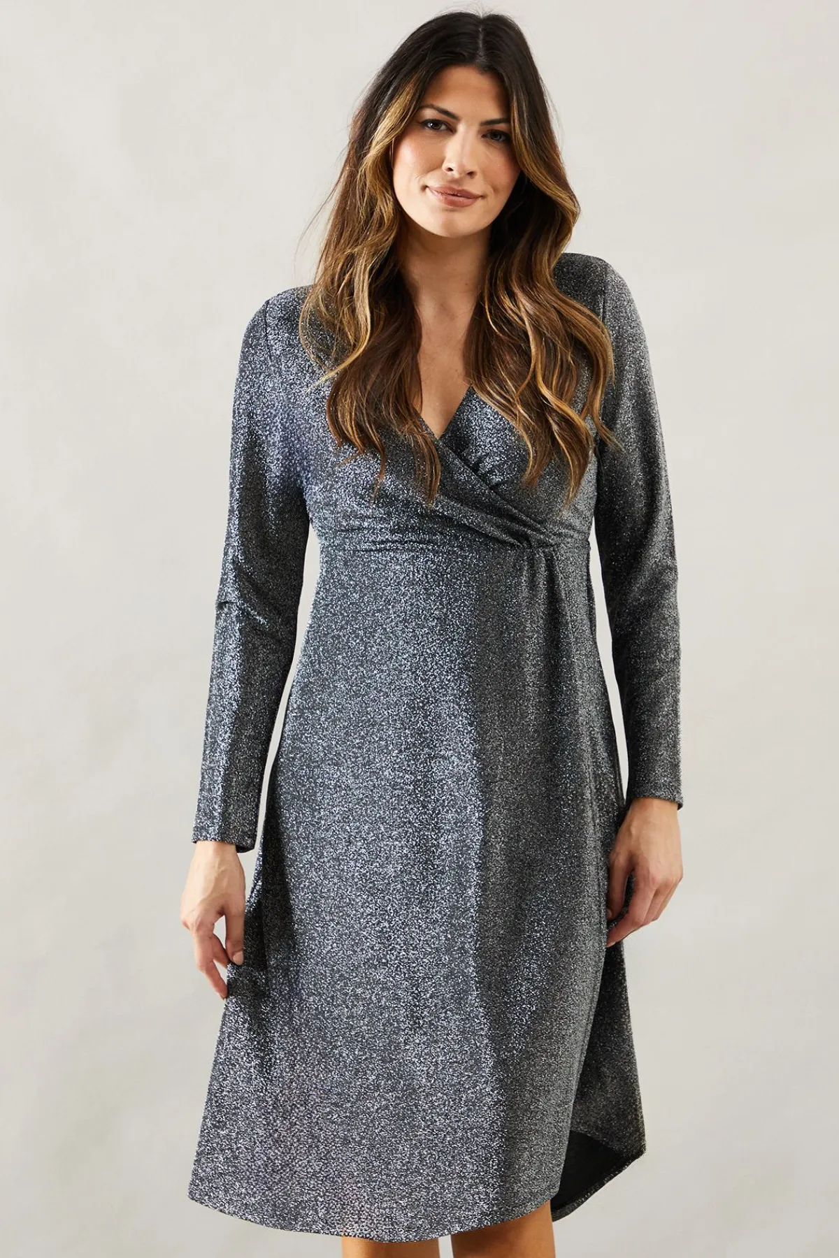 Wallis Robe Midi Portefeuille en Jersey Pailleté pour Occasions Spéciales<Femme Robes Mi-Longues|Robes Moulantes