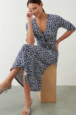 Dorothy Perkins Robe Midi Portefeuille En Jersey À Pois Bleu Marine<Femme Toutes Les Robes|Robes Mi-Longues