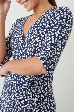 Dorothy Perkins Robe Midi Portefeuille En Jersey À Pois Bleu Marine<Femme Toutes Les Robes|Robes Mi-Longues
