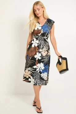 Robe Midi Portefeuille En Jersey À Imprimé Tropical Petite