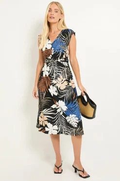 Robe Midi Portefeuille En Jersey À Imprimé Tropical Petite