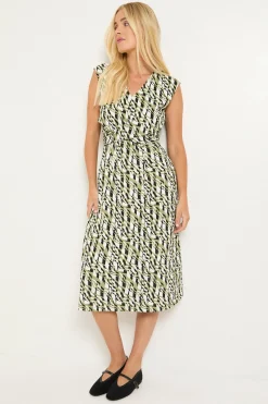 Wallis Robe Midi Portefeuille En Jersey À Motif Géométrique Petite Taille<Femme Robes|Robes Mi-Longues