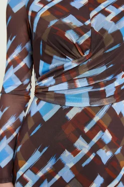 Robe Midi Portefeuille En Mesh À Imprimé Carreaux