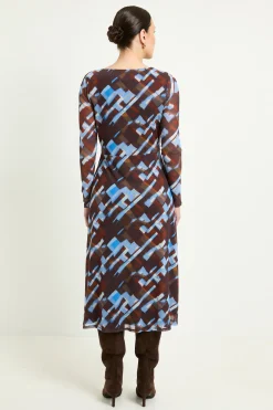 Robe Midi Portefeuille En Mesh À Imprimé Carreaux