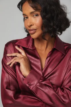 Robe Midi Portefeuille en Satin Texturé