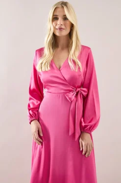 Robe Midi Portefeuille en Satin Petite
