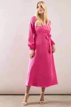 Robe Midi Portefeuille en Satin Petite