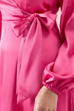 Robe Midi Portefeuille en Satin Petite
