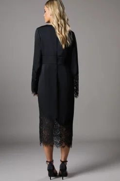 Coast Robe Midi Portefeuille en Satin avec Panneaux de Dentelle Petite<Femme Robes Mi-Longues|Satin Et Dentelle